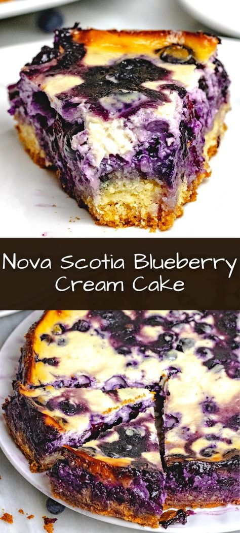 Blueberry Cream Cake, 1905 Salad, Blueberry Cream Cake Recipe, Berry Desserts, Bake Oatmeal, Blueberry Desserts Recipes, Potato Candy, Blueberry Cake Recipes, Fruit Cakes