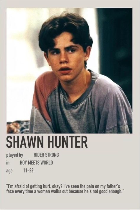 Ryder Strong 90s, Shawn Hunter Boy Meets World, Boy Meets World Shawn, Shawn Hunter, Boy Meets World Quotes, 1990s Men, Rider Strong, Requiem For A Dream, Iconic Movie Posters