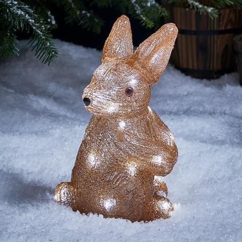 Large Outdoor Christmas Figures | Christmas Light Figures | Lights4fun.co.uk Outdoor Christmas Figures, Acrylic Bunny, Christmas Bunny, Garden Display, Brown Acrylic, Garden Whimsy, Christmas Outdoor, Acrylic Decor, Bunny Decor