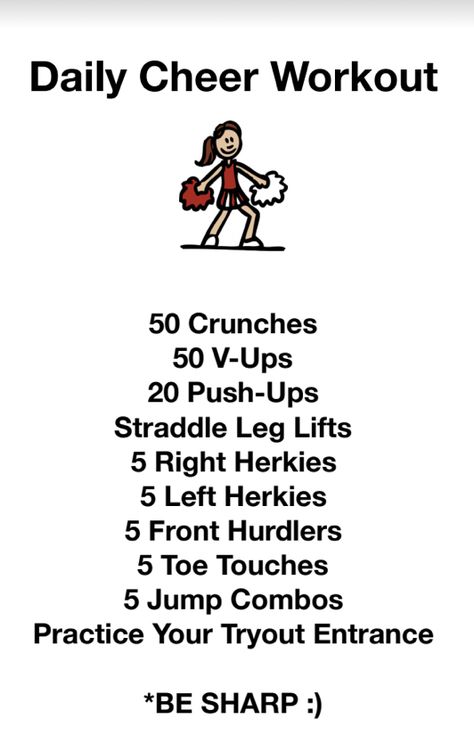 Cheer Food Diet, Exercise For Cheerleaders, Dcc Cheerleaders Workout, All Star Cheer Workouts, How To Ace Cheer Tryouts, Cheer Hairstyles Practice, Cheer Team Traditions, How To Get More Flexible For Cheer, How To Base In Cheer