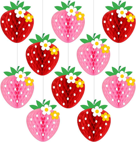 10 Pcs Strawberry Honeycomb Balls Strawberry Birthday Party Decorations Fruit Theme Table Centerpieces Tissue Paper Honeycomb Hanging Decors Strawberry Party Supplies #ad #strawberryparty #berryparty Fruit Party Decorations, Strawberry Birthday Party, Strawberry Birthday, Strawberry Baby, Strawberry Party, Honeycomb Paper, First Birthday Decorations, Birthday Party Banner, Baby Shower Theme