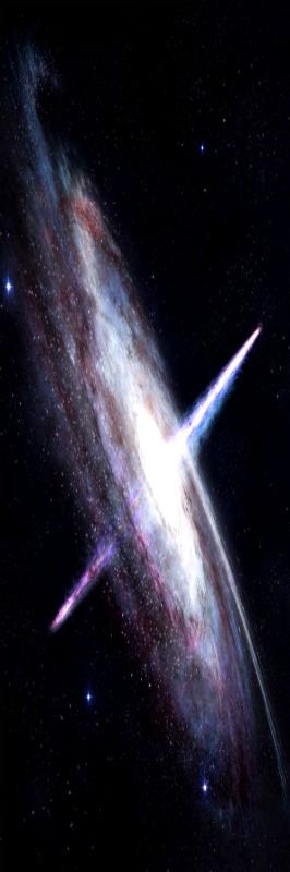 Quasar- this is a black hole that is the brightest object in the universe and is thousands of times brighter than the stars in a galaxy combined! Light is shot out of either end in extremely long distances. The light we see coming from these today is very old meaning there are no quasars recently. They are all from far away but a new one can appear at any moment Nebulas, Space Photos, E Mc2, Hubble Space, Space Pictures, Our Universe, Black Holes, Space The Final Frontier, Space Time