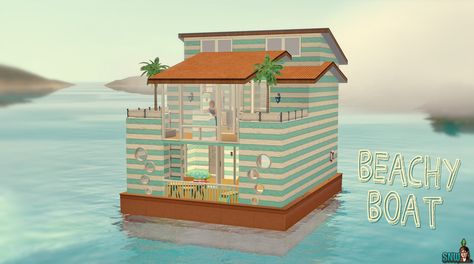 Beachy Boat  #sims #thesims #desims #thesims3 #desims3 #thesims3islandparadise #desims3exotischeiland #houseboat #woonboot #summer #zomer #sea #zee #snw #snwgames #simsnetwork #simsnetwerk  http://www.simsnetwork.com/downloads/the-sims-3/lots/beachy-boat The Sims 3 Cc, House With Land, Sims 3 Mods, Living Room Area, Lounge Area, On A Boat, Houseboat, The Basement, Breakfast Area