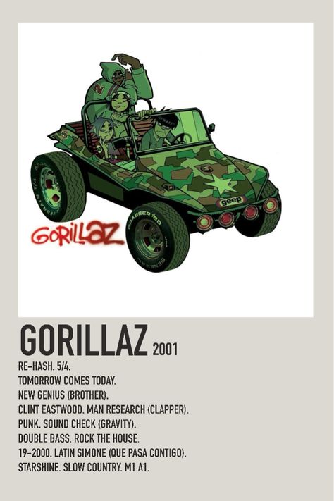 Music Poster Gorillaz, Song Posters Gorillaz, Music Albums Poster, Jpillas42 Minimal Posters, Artist Album Poster, Rock Album Posters, Album Covers Minimalist, Alternate Minimalist Album Covers, Minimalist Album Posters