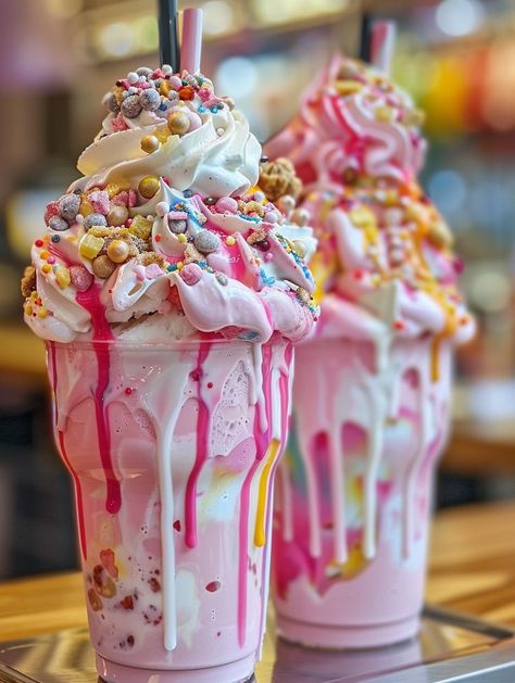 Extreme Milkshakes, Diy Desserts, Ice Cream Treats, Pink Unicorn, Milkshakes, Quick Easy Meals, Mason Jars, Easy Meals, Ice Cream