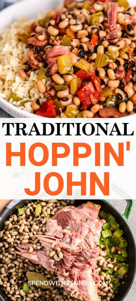 Hoppin John Recipe Pioneer Woman, Black Eye Pea Jambalaya Hoppin' John, Hoppin John Recipe With Canned Peas, Hoppin John Black Eyed Peas, Cajun Hoppin John Recipe, Hop And John Recipe, Southern Recipes Healthy, Hoppin John Crockpot Recipe, Hoppin Johns Recipe