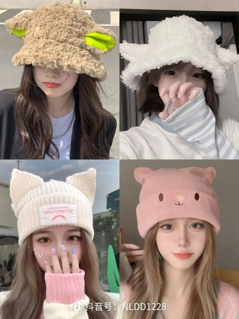 Korean Winter Outfits, Korean Fashion Kpop Inspired Outfits, Kawaii Hat, Hadiah Diy, Hat Aesthetic, Korean Accessories, Korean Fashion Kpop, Fashion Cap, Cozy Hat