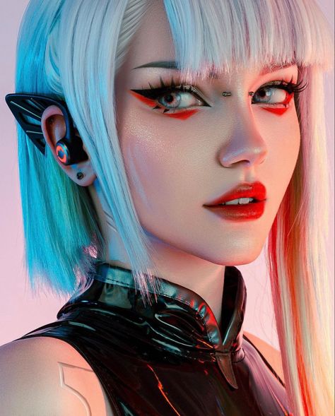 Cyberpunk Costume, Cyberpunk Makeup, Cyberpunk Cosplay, Estilo Cyberpunk, Anime Makeup, Cyberpunk Anime, Cyberpunk Girl, Halloween Tattoo, Idee Cosplay