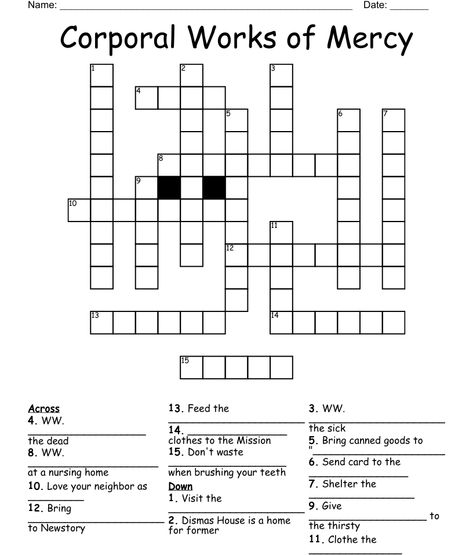 Corporal Works of Mercy Crossword Corporal Works Of Mercy, Works Of Mercy, Target Language, Crossword Puzzles, New Puzzle, Learn A New Language, Reading Levels, Word Doc, Student Learning