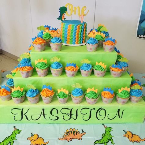 Dinosaur Cake With Cupcakes, Dinosaur Birthday Smash Cake, Dinosaur First Birthday Cake Smash, Diy Dinosaur Smash Cake, 1st Birthday Dinosaur Theme Cake, One A Saurus Birthday Cake, Oneasaurus Birthday Cake, Dinosaur Smash Cake 1st Birthdays, Oneasaurus Birthday Party