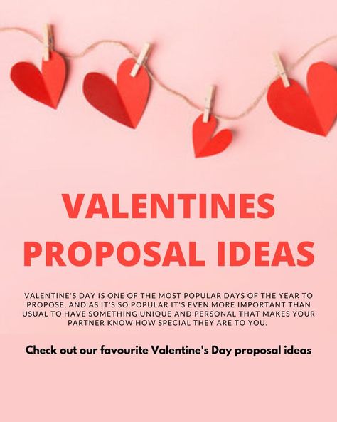 Valentines day is approaching, and it's approaching quick. If a valentines day proposal is what you're thinking, then now is the time to start planning. But don't worry, we've got a selection of perfect ideas for you! Remember, we do the planning, you pop the question 💍 To see Valentines day proposal ideas, visit; https://bit.ly/3dwklJp Valentines Day Proposal Ideas, Valentines Proposal Ideas, Valentines Day Proposal, Valentines Proposal, Unique Proposals, Romantic Proposal, Art N Craft, Now Is The Time, Proposal Ideas