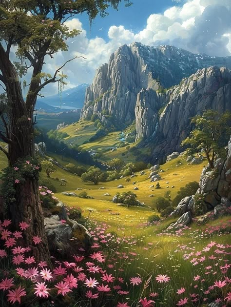 Gaia (Final Fantasy VII) Final Fantasy Landscape, Taiga Landscape, Ambient Background, Fantasy Place, Fantasy Nature, Novel Inspiration, Eyeliner Styles, Fantasy Places, Fantasy Art Landscapes