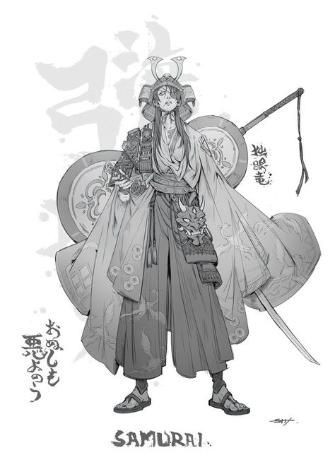 Samurai Concept, Sketch Comic, Videogame Art, Japanese Knives, Samurai Artwork, Japanese Clothing, Getting A Tattoo, Minimalist Tattoos, 캐릭터 드로잉