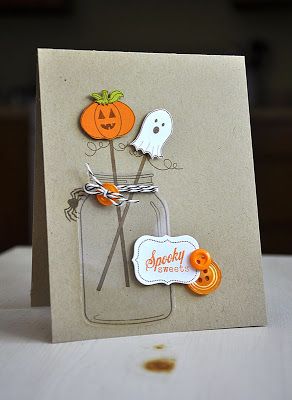 Carte Harry Potter, Mason Jar Cards, Carte Halloween, Halloween Cards Handmade, Adornos Halloween, Halloween Card, Papertrey Ink, Thanksgiving Cards, Halloween Paper