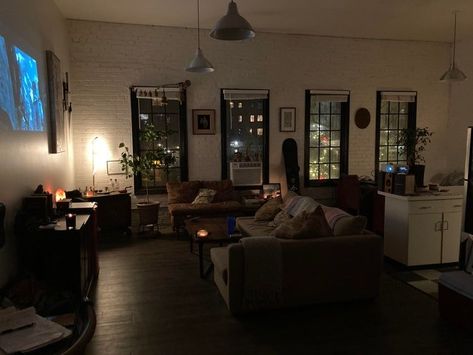 Unfinished Apartment Aesthetic, Simple New York Apartment, Cluttered Nyc Apartment, Dark Apartment Asthetics, Nyc Apartment Interior Aesthetic, Bad Apartment Aesthetic, Studio Apartment Ideas Dark, New York Apartment Aesthetic 90s, Gotham Apartment Aesthetic