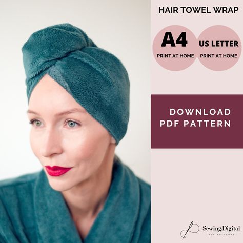 Excited to share this item from my #etsy shop: Hair drying towel wrap PDF sewing pattern, digital A4/US Letter printable, hair twist template DIY, sewing pattern tutorial #sewingdigitalpdf #beginnerfriendly #pdfsewingpatterns #instantdownload Hair Drying Towel, Hair Towel Wrap, Hair Twist, Hair Drying, Zero Waste Gifts, Towel Wrap, Hair Towel, Diy Sewing Pattern, Pattern Tutorial