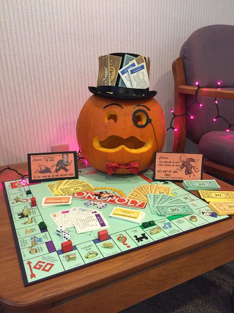 Team Finance Pumpkin Carving Contest! Accounting Pumpkin Ideas, Monopoly Pumpkin, Pumpkin Show, Pumpkin Carving Contest, Pumpkin Decorating Contest, Pumpkin Contest, Pumpkin Carving Ideas, Pumpkin Halloween Decorations, Carving Ideas