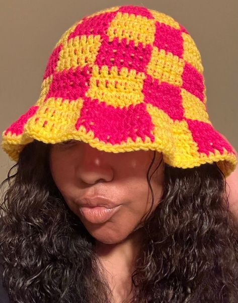 Crochet Bucket Hat Inspiration, Crochet Cute Bucket Hat, Fun Handmade Crochet Bucket Hat, Cute Handmade Crochet Bucket Hat, Bucket Hat Outfits, Fun Crochet Bucket Hat, One Size, Crochet Shoulder Bags, Quick Crochet Patterns, Bracelets Handmade Diy