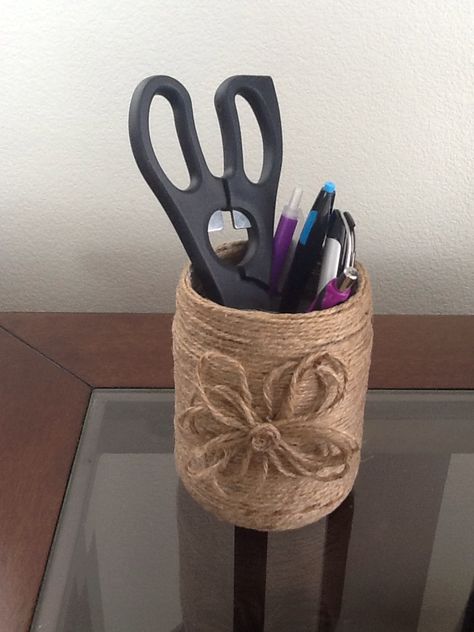 Jute Flowers, Pens Pencils, Pencil Holder, Pen Holder, Pen Holders, Plastic Bottles, No More, Pen, Pencil