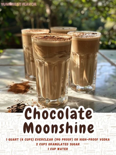 Moonshine Recipes, Chocolate Syrup, Sweetened Condensed Milk, Chocolate Brownies, Unsweetened Cocoa, Granulated Sugar, Liqueur, Mixed Drinks, Cocoa Powder