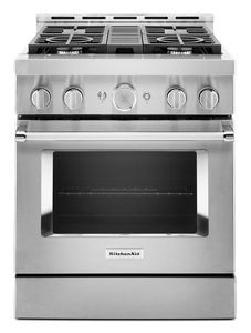 Heritage Stainless Steel KitchenAid® 30'' Smart Commercial-Style Gas Range with 4 Burners KFGC500JSS | KitchenAid Major Kitchen Appliances, Convection Range, Avocado Cream, Dual Fuel Ranges, Single Oven, Gas Oven, Smart Appliances, Stainless Steel Cleaning, Gas Range