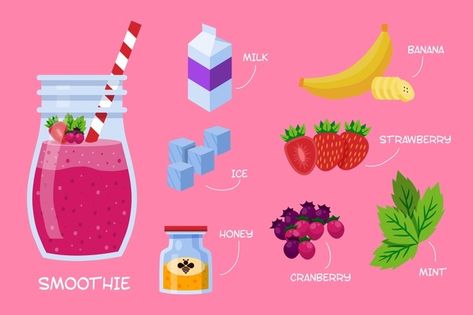 Smoothie Instagram, Cartoon Drink, Recipes Juice, Fruit Juice Packaging, Healthy Smoothie Recipe, Smoothie Menu, Natural Smoothies, Summer Juice, Sweet Smoothies