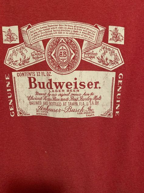 This is a vintage Budweiser Tshirt. The label is delta pro weight  The graphic is a little worn please look at pictures Vintage Budweiser, Lager Beer, Beer Brewing, The Label, Look At, Graphic Tees, United States, T Shirt