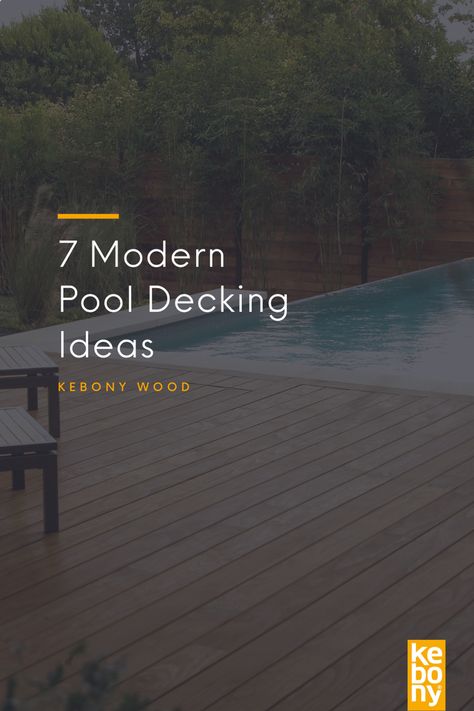 Modern pool decking is different; it helps create an outdoor living space you actually want to spend time in and perfect for entertaining family and friends. These 7 modern pool decking ideas will help you see what’s possible for your own yard. Pool Decking Ideas, Wooden Pool Deck, Pool Decking, Decking Ideas, Wood Decking, Modern Pool, Modern Pools, Wood Deck, Pool Decks