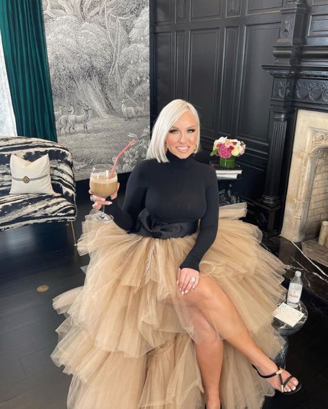 Gold Tulle Skirt, Margaret Josephs, Tulle Skirts Outfit, Real Housewives Of New Jersey, Gala Outfit, Tulle Skirt Black, Get Glam, Turtleneck Bodysuit, Tutu Outfits