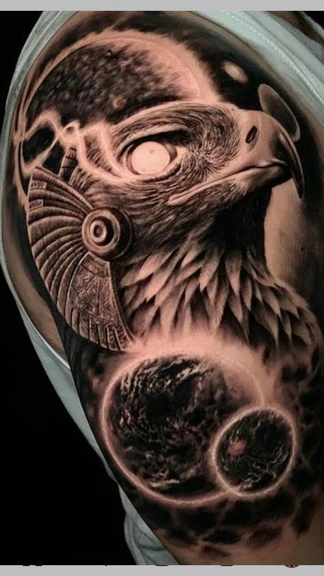 Egyptian Eagle Tattoo, Egyptian Eagle, Anubis And Horus, Egypt Tattoo Design, Horus Tattoo, Egyptian Tattoo Sleeve, Egypt Concept Art, Anubis Tattoo, Anime Egyptian