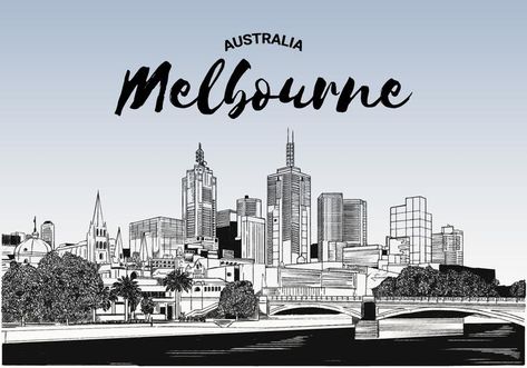 Melbourne Skyline Vector Sketchy Illustration Melbourne Skyline, Tourism Design, Graffiti Tattoo, Laser Cut Wood Crafts, Photo Book, Wood Crafts, Vector Art, Melbourne, Laser Cut