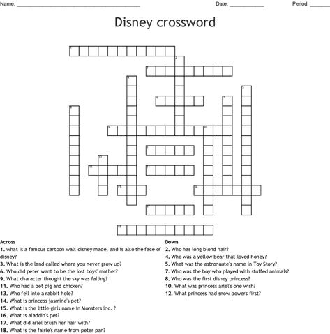 Disney crossword - WordMint Crossword Puzzles, English Class, Crossword Puzzle, Accounting