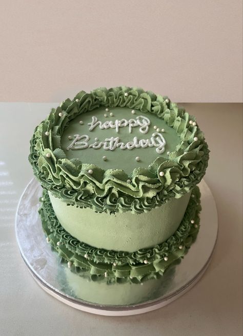 Neon Green Birthday Cake, Green Sweet 16 Cake, Dark Green Birthday Cake, Green Round Cake, Green And Black Cake, Green Theme Cake, Green Bday Cake, Dark Green Cake, Sage Green Birthday Cake