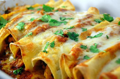 Traditional Chicken Enchiladas Recipe (Jamie Oliver) Spaghetti Alla Carbonara, Diner Recept, Low Fodmap Recipes, Enchilada Recipes, Fodmap Recipes, Think Food, Chicken Enchiladas, Mexican Dishes, Main Dish Recipes