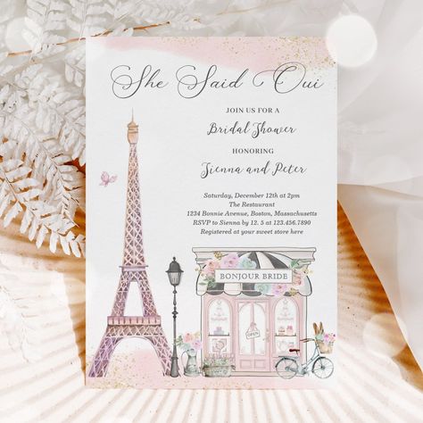 Madeline Baby Shower Theme, She Said Oui, French Bridal Showers, Parisian Birthday Party, Parisian Baby Showers, French Baby Shower, Paris Invitations, Paris Bridal Shower, Tea Bridal Shower Invitations