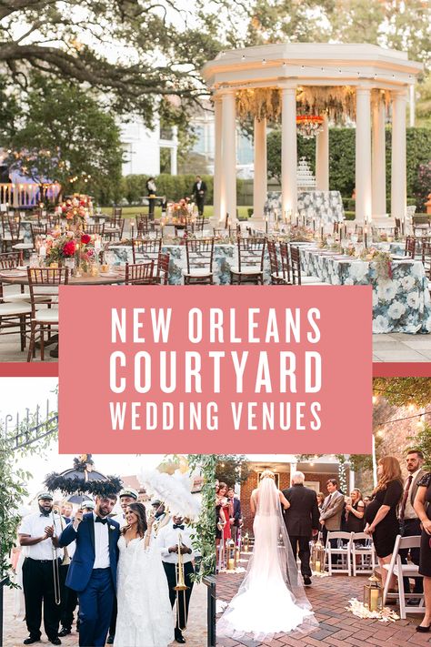 New Orleans Courtyard Wedding, Wedding Venues New Orleans, Courtyard Wedding Ceremony, Micro Wedding New Orleans, New Orleans Courtyard, Courtyard Ceremony, New Orleans Wedding Venues, Nola Wedding French Quarter, New Orleans Botanical Garden Wedding