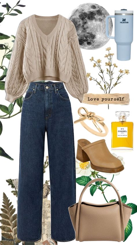 Casual Jeans and Sweater Outfit with Accessories Jeans And Sweaters Outfit, Modest Winter Outfits Casual Jeans, Jean And Sweater Outfits, Modest Outfits With Jeans, Modest Outfits Jeans, Straight Jeans Outfit Casual, Cute Modest Outfits With Jeans, Modest Jeans Outfit, Sweater Jeans Outfit