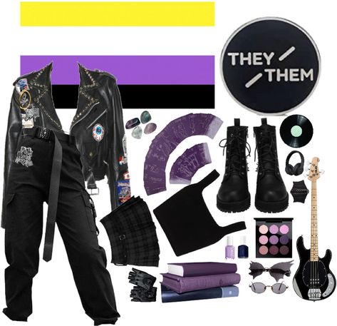 non-binary pride Outfit | ShopLook Nonbinary Flag Outfit, Amab Nonbinary Outfits, This User Is Nonbinary, Nonbinary Pride Outfit, Non Binary Summer Outfits, Non Binary Style, Nonbinary Clothes, Non Binary Outfit Ideas, Punk Outfits Aesthetic