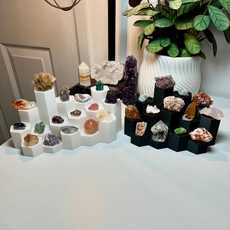 Checkout our 13 and 16 Podium Crystal Display Stands! ✨ Level up your display game and get one from the link in our bio 🛍️ #crystalsuk #crystaluk #etsyfinds #organisation #cute #smallbusiness #mineralstand #mineral #crystallove #ukbased #energy #creative #geology #shopsmall #gems #crystalsofinstagram #homedecor #whatsonmydesk Crystal Tumble Display, Crystal Display Stand, Crystal Tower Display, Geode Display Rock Collection, Crystal Towers Display, Crystal Collection Display, Crystal Display, Stand Display, Display Stands