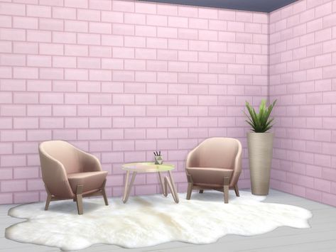 The Sims Resource - Pink Brick Walls Sims Wallpaper Cc, Ts4 Wallpaper Cc, Light Pink Walls, Beach Wall Murals, Brick Walls, Brick Wallpaper, Sims Community, Marble Wall, Striped Wallpaper