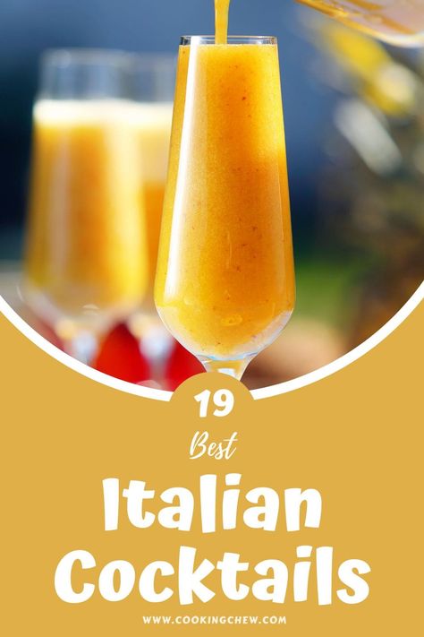 Italy is well-known for its classic cuisines & romantic cities. But today, we'll take you to Italy & give you a taste of their famous cocktails you'll surely love with these 19 easy Italian cocktails. Italian Alcoholic Drinks, Italian Cocktail Recipes, Easy Pork Recipes, Unique Drinks, Bridal Shower Cocktails, Unique Cocktail Recipes, Italian Drinks, Cocktail Names, Famous Cocktails