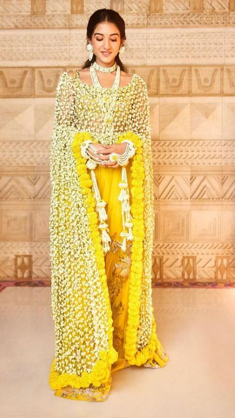 Yellow Haldi Outfit, Haldi Look, Radhika Merchant, Haldi Ceremony Outfit, Haldi Dress, Haldi Outfits, Wedding Outfits For Women, Haldi Outfit, Bridal Mehendi Designs