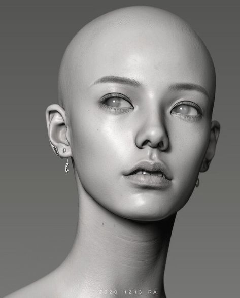 ArtStation - NEWLOOKgirl01 Zbrush, The Process, The First, Photoshop, Black And White, Black