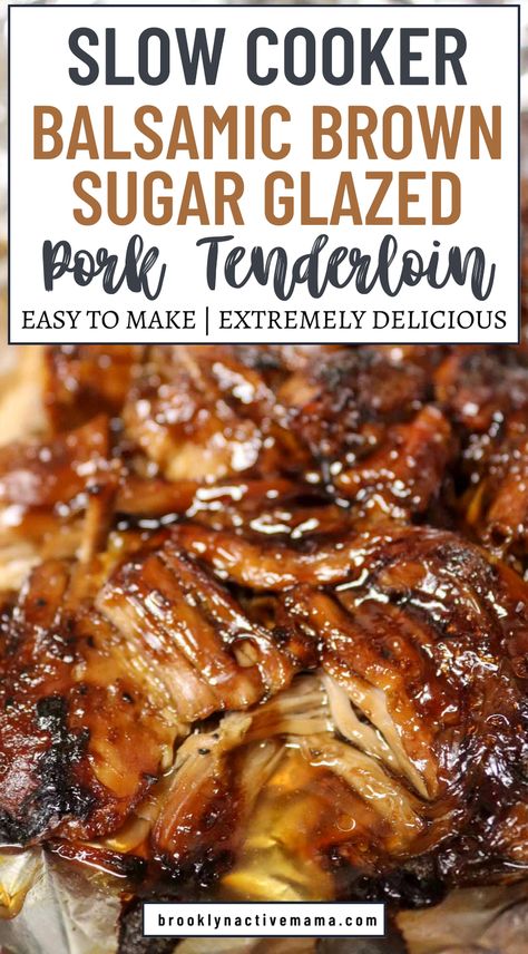 Transform your dinner routine with this mouthwatering slow cooker pork tenderloin, perfectly paired with a rich brown sugar balsamic glaze. This recipe promises tender, juicy pork infused with sweet and tangy flavors that will have everyone asking for seconds. Ideal for busy weeknights or a cozy weekend meal, this dish is as simple to prepare as it is delicious. Let the slow cooker do the work while you enjoy the irresistible aroma filling your home. Perfect for impressing guests or treating your family to something special. Brown Sugar Balsamic Pork Tenderloin, Tenderloin Crockpot, Balsamic Glazed Pork Tenderloin, Balsamic Pork Tenderloin, Glazed Pork Chops Recipes, Glazed Pork Tenderloin, Balsamic Pork Tenderloins, Crockpot Pork Tenderloin, Slow Cooked Pulled Pork