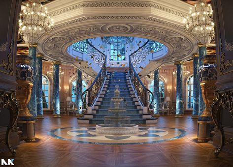 Palace on Behance Classic Entrance Hall, Classic Entrance, Luxury Staircase, Artist Bedroom, Dining Interior, Luxury House Interior Design, Stair Steps, Interior Design Architecture, Gothic Home Decor