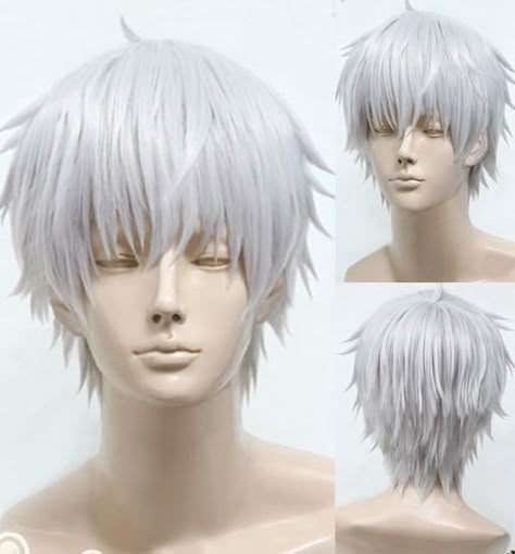 Short Mens Anime - Yahoo Image Search Results Anime Hairstyles In Real Life, White Hair Men, Anime Hairstyles Male, White Wig, Anime Boy Hair, Kpop Hair, Cosplay Hair, Wig Short, Short Straight Hair