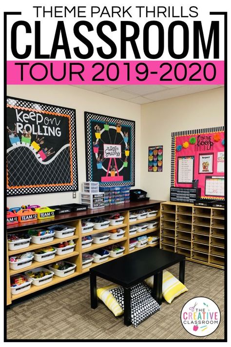 Check out this complete classroom tour and see the thrills and skills for the upcoming school year. Elementary Classroom Decor Themes, Carnival Classroom, Preschool Classroom Themes, School Year Themes, School Wide Themes, Elementary Classroom Themes, Classroom Tour, Preschool Classroom Decor, Elementary Classroom Decor