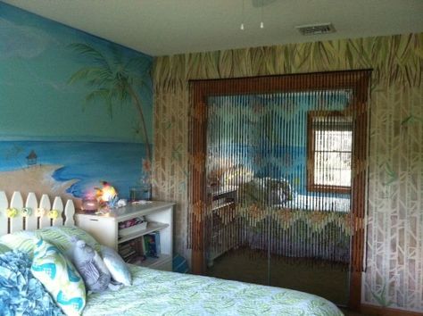 Motel Summer Aesthetic, Beachcore Bedroom, Island Theme Room, Mermaid Aesthetic Room Decor, Beach Core Bedroom, H2o Bedroom Aesthetic, Tropical Core Bedroom, Tropical Room Aesthetic, H2o Room Aesthetic