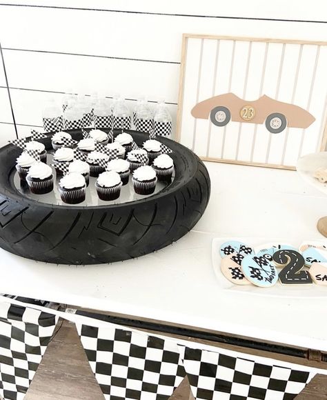 Race Car Second Birthday, Two Fast Table Decor, Two Fast Vintage Car Birthday, Muted Race Car Birthday, Two Fast Birthday Blue, Two Fast Two Furious, Theme Bapteme, Baby Birthday Party Theme, Cars Birthday Invitations