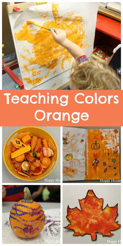 *This post contains affiliate links! Please see my full disclosure HERE! Thank you for supporting me and my mission to help moms build happy homes!* Well, I kicked off my Teaching Colors to Preschoolers series back in September and then I would imagine that many of you wondered why in the world it never amounted to … Orange Colour Day Activities For Kids, Orange Day Celebration In Preschool, Orange Activities For Preschool, Color Orange Activities For Preschool, Orange Activities, Preschool Color Theme, Colour Activities, Preschool Color Activities, Happy Home Fairy